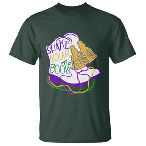 Mardi Gras T Shirt Shake Your Bootie Bead Boots TS10 Dark Forest Green Print Your Wear