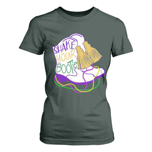 Mardi Gras T Shirt For Women Shake Your Bootie Bead Boots TS10 Dark Forest Green Print Your Wear