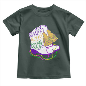 Mardi Gras Toddler T Shirt Shake Your Bootie Bead Boots TS10 Dark Forest Green Print Your Wear