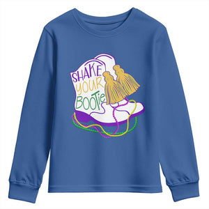 Mardi Gras Youth Sweatshirt Shake Your Bootie Bead Boots TS10 Royal Blue Print Your Wear