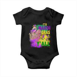 Its Mardi Gras Yall Baby Onesie Funny Carnival Flamingo TS10 Black Print Your Wear