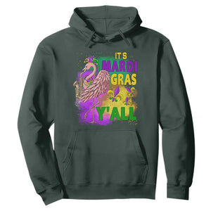Its Mardi Gras Yall Hoodie Funny Carnival Flamingo TS10 Dark Forest Green Print Your Wear