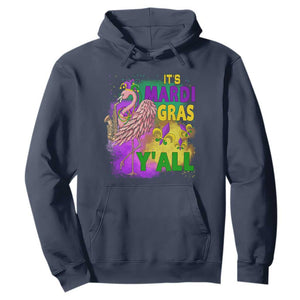 Its Mardi Gras Yall Hoodie Funny Carnival Flamingo TS10 Navy Print Your Wear