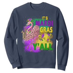 Its Mardi Gras Yall Sweatshirt Funny Carnival Flamingo TS10 Navy Print Your Wear
