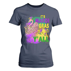 Its Mardi Gras Yall T Shirt For Women Funny Carnival Flamingo TS10 Navy Print Your Wear