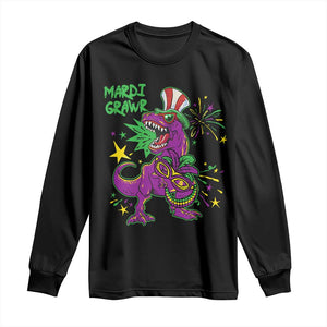 Mardi Gras Dino Long Sleeve Shirt Toddler Kids Boys Gift Mardi Grawr TS10 Black Print Your Wear