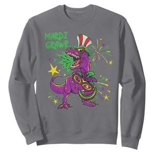 Mardi Gras Dino Sweatshirt Toddler Kids Boys Gift Mardi Grawr TS10 Charcoal Print Your Wear