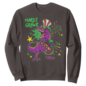 Mardi Gras Dino Sweatshirt Toddler Kids Boys Gift Mardi Grawr TS10 Dark Chocolate Print Your Wear