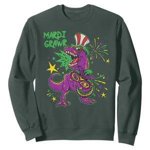 Mardi Gras Dino Sweatshirt Toddler Kids Boys Gift Mardi Grawr TS10 Dark Forest Green Print Your Wear