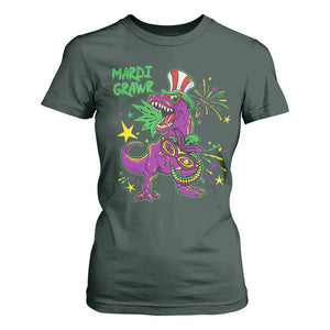 Mardi Gras Dino T Shirt For Women Toddler Kids Boys Gift Mardi Grawr TS10 Dark Forest Green Print Your Wear