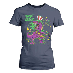 Mardi Gras Dino T Shirt For Women Toddler Kids Boys Gift Mardi Grawr TS10 Navy Print Your Wear