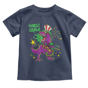 Mardi Gras Dino Toddler T Shirt Toddler Kids Boys Gift Mardi Grawr TS10 Navy Print Your Wear