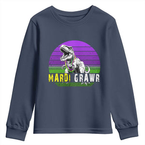 Mardi Grawr Dinosaur Youth Sweatshirt Toddler Kids Boys Gift TS10 Navy Print Your Wear