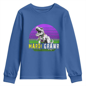 Mardi Grawr Dinosaur Youth Sweatshirt Toddler Kids Boys Gift TS10 Royal Blue Print Your Wear