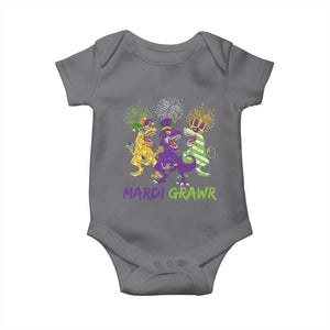 Mardi Gras Dinosaur Baby Onesie Dino Mardi Grawr Firework TS10 Charcoal Print Your Wear