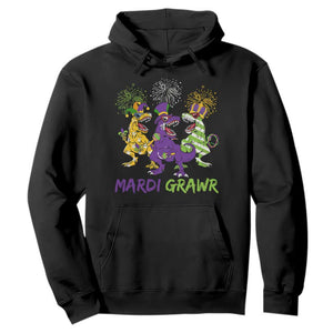 Mardi Gras Dinosaur Hoodie Dino Mardi Grawr Firework TS10 Black Print Your Wear