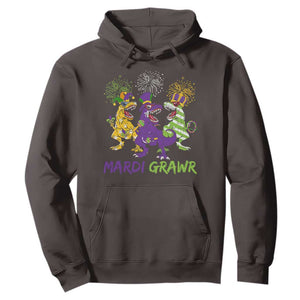 Mardi Gras Dinosaur Hoodie Dino Mardi Grawr Firework TS10 Dark Chocolate Print Your Wear