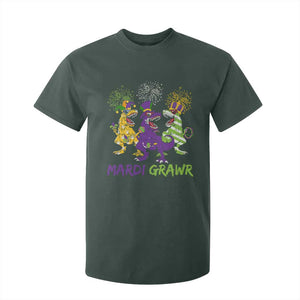 Mardi Gras Dinosaur T Shirt For Kid Dino Mardi Grawr Firework TS10 Dark Forest Green Print Your Wear
