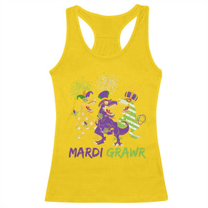 Mardi Gras Dinosaur Racerback Tank Top Dino Mardi Grawr Firework TS10 Daisy Print Your Wear
