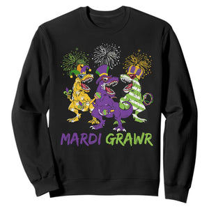 Mardi Gras Dinosaur Sweatshirt Dino Mardi Grawr Firework TS10 Black Print Your Wear