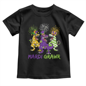 Mardi Gras Dinosaur Toddler T Shirt Dino Mardi Grawr Firework TS10 Black Print Your Wear