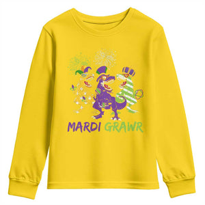 Mardi Gras Dinosaur Youth Sweatshirt Dino Mardi Grawr Firework TS10 Daisy Print Your Wear