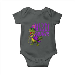 Dinosaur Mardi Gras Baby Onesie Funny Meme New Orleans Party Custume Beads TS10 Dark Heather Print Your Wear