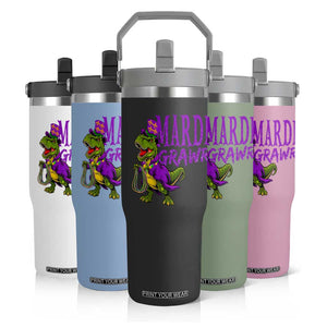 Dinosaur Mardi Gras Flip Straw Tumbler Funny Meme New Orleans Party Custume Beads TS10 Print Your Wear