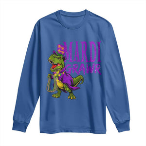 Dinosaur Mardi Gras Long Sleeve Shirt Funny Meme New Orleans Party Custume Beads TS10 Royal Blue Print Your Wear