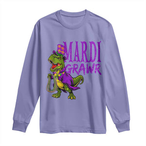 Dinosaur Mardi Gras Long Sleeve Shirt Funny Meme New Orleans Party Custume Beads TS10 Violet Print Your Wear