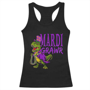 Dinosaur Mardi Gras Racerback Tank Top Funny Meme New Orleans Party Custume Beads TS10 Black Print Your Wear
