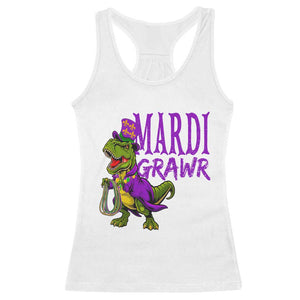 Dinosaur Mardi Gras Racerback Tank Top Funny Meme New Orleans Party Custume Beads TS10 White Print Your Wear
