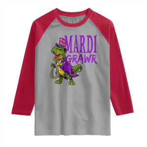 Dinosaur Mardi Gras Raglan Shirt Funny Meme New Orleans Party Custume Beads TS10 Sport Gray Red Print Your Wear