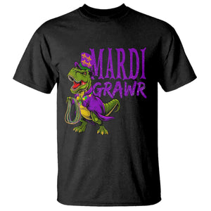 Dinosaur Mardi Gras T Shirt Funny Meme New Orleans Party Custume Beads TS10 Black Print Your Wear