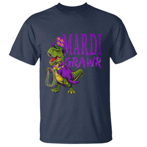 Dinosaur Mardi Gras T Shirt Funny Meme New Orleans Party Custume Beads TS10 Navy Print Your Wear