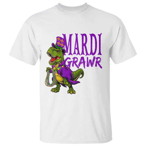 Dinosaur Mardi Gras T Shirt Funny Meme New Orleans Party Custume Beads TS10 White Print Your Wear
