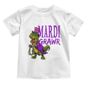Dinosaur Mardi Gras Toddler T Shirt Funny Meme New Orleans Party Custume Beads TS10 White Print Your Wear
