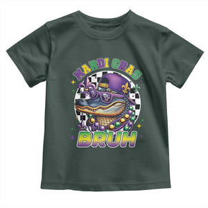 Bruh Mardi Gras Crocodile Toddler T Shirt Alligator Costume Teens Boys Kids TS10 Dark Forest Green Print Your Wear