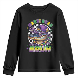 Bruh Mardi Gras Crocodile Youth Sweatshirt Alligator Costume Teens Boys Kids TS10 Black Print Your Wear