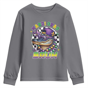 Bruh Mardi Gras Crocodile Youth Sweatshirt Alligator Costume Teens Boys Kids TS10 Charcoal Print Your Wear