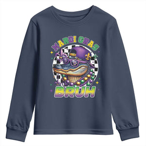 Bruh Mardi Gras Crocodile Youth Sweatshirt Alligator Costume Teens Boys Kids TS10 Navy Print Your Wear