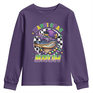 Bruh Mardi Gras Crocodile Youth Sweatshirt Alligator Costume Teens Boys Kids TS10 Purple Print Your Wear