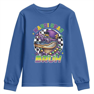 Bruh Mardi Gras Crocodile Youth Sweatshirt Alligator Costume Teens Boys Kids TS10 Royal Blue Print Your Wear