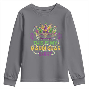 This Is My Mardi Gras Shirt Youth Sweatshirt Funny Outfit Party Mask Costume TS10 Charcoal Print Your Wear