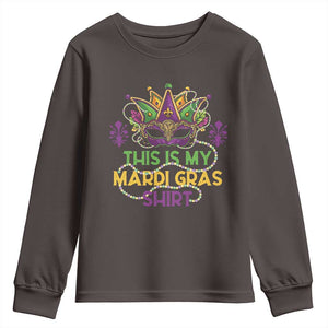 This Is My Mardi Gras Shirt Youth Sweatshirt Funny Outfit Party Mask Costume TS10 Dark Chocolate Print Your Wear