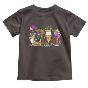 Mardi Gras Drinking Party Toddler T Shirt Fat Tuesday Wine Beads Carnival TS10 Dark Chocolate Print Your Wear