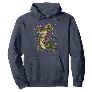 Mardigator Mardi Gras Hoodie Alligator Louisiana New Orleans Party Custume Beads TS10 Navy Print Your Wear