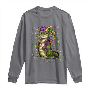 Mardigator Mardi Gras Long Sleeve Shirt Alligator Louisiana New Orleans Party Custume Beads TS10 Charcoal Print Your Wear