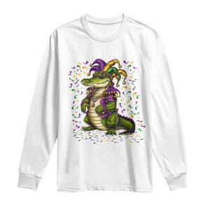 Mardigator Mardi Gras Long Sleeve Shirt Alligator Louisiana New Orleans Party Custume Beads TS10 White Print Your Wear
