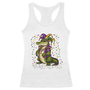 Mardigator Mardi Gras Racerback Tank Top Alligator Louisiana New Orleans Party Custume Beads TS10 White Print Your Wear
